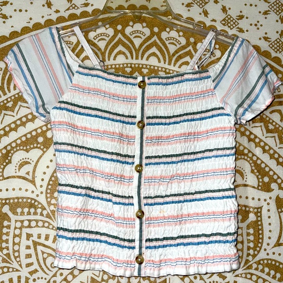 Abercrombie & Fitch Other - “ABERCROMBIE KIDS” WHITE/MULTI STRIPED TOP & ADJUSTABLE STRAPS, GIRLS SIZE 9/10